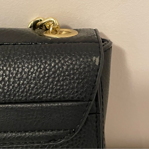 Steve Madden Black Faux Leather Shoulder Bag with Gold Accents - Picture 5 of 11